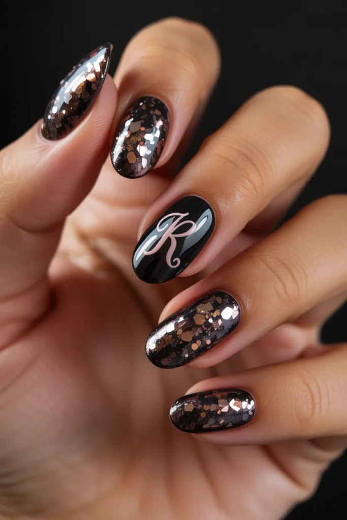 22 Black Glitter Nails for Homecoming