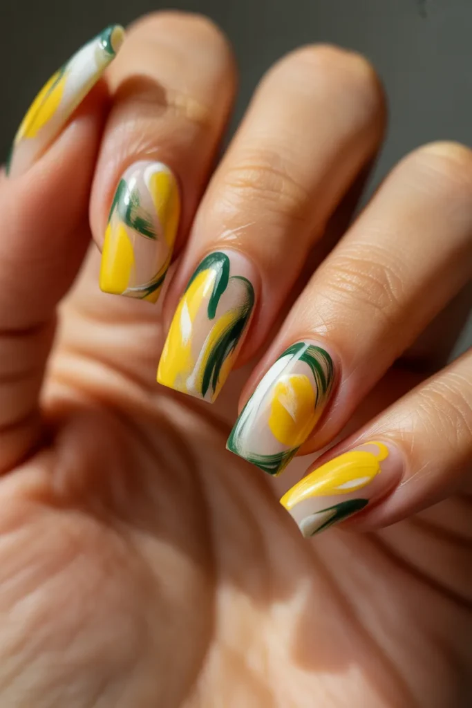 22 Lemon Nails Art — Abstract Expressionist · Advanced
