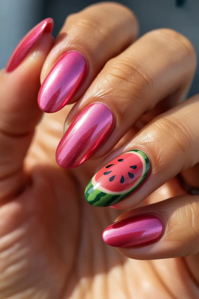 22 Watermelon Chrome Nails — Pink Mirror · Advanced