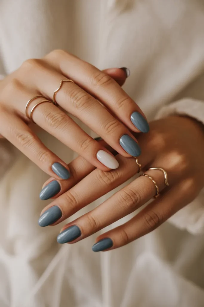 22. Muted Slate Blue with Nude Accents