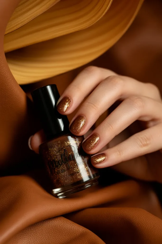 23. Brown and Mocha Glitter Nail Polish