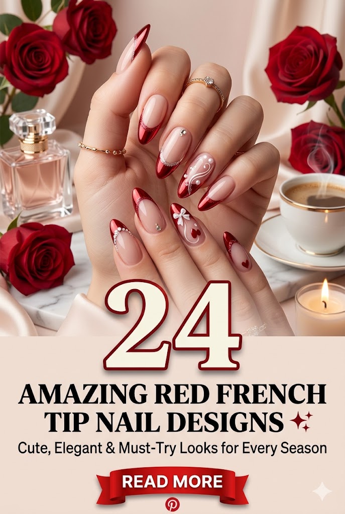 Red French Tip Nails