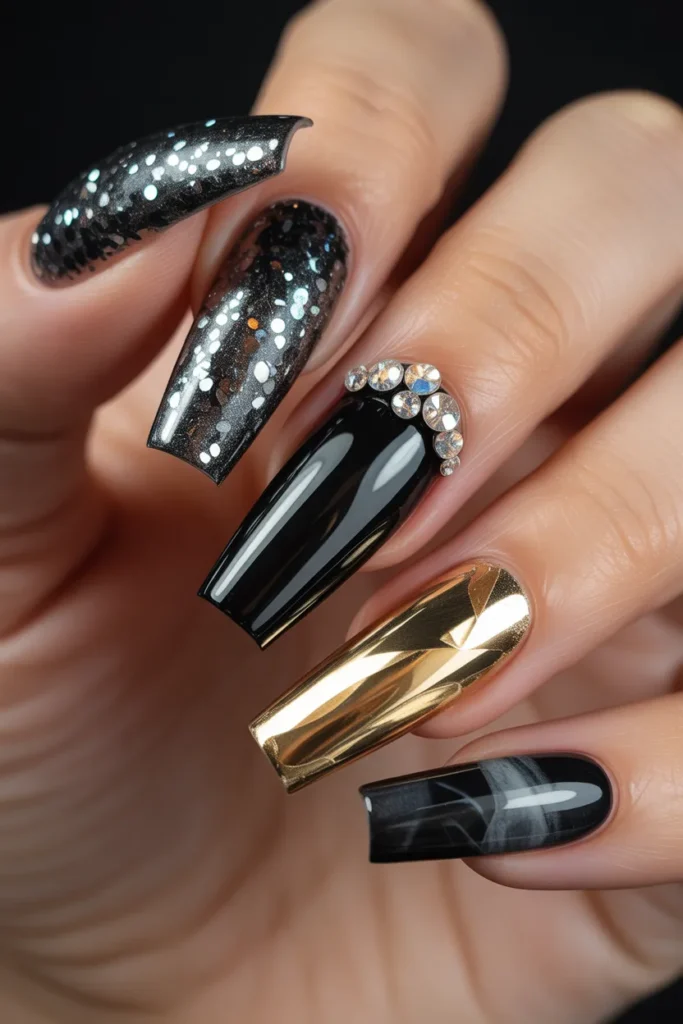 24 Full Black Glitter Set — Ultimate Luxury Collection