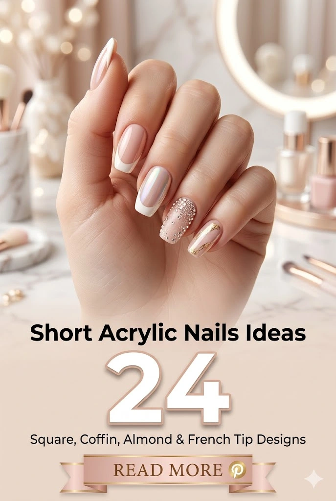 24 Short Acrylic Nails Ideas 💅 Square Coffin Almond French Tip Designs By Skin Tone Guide