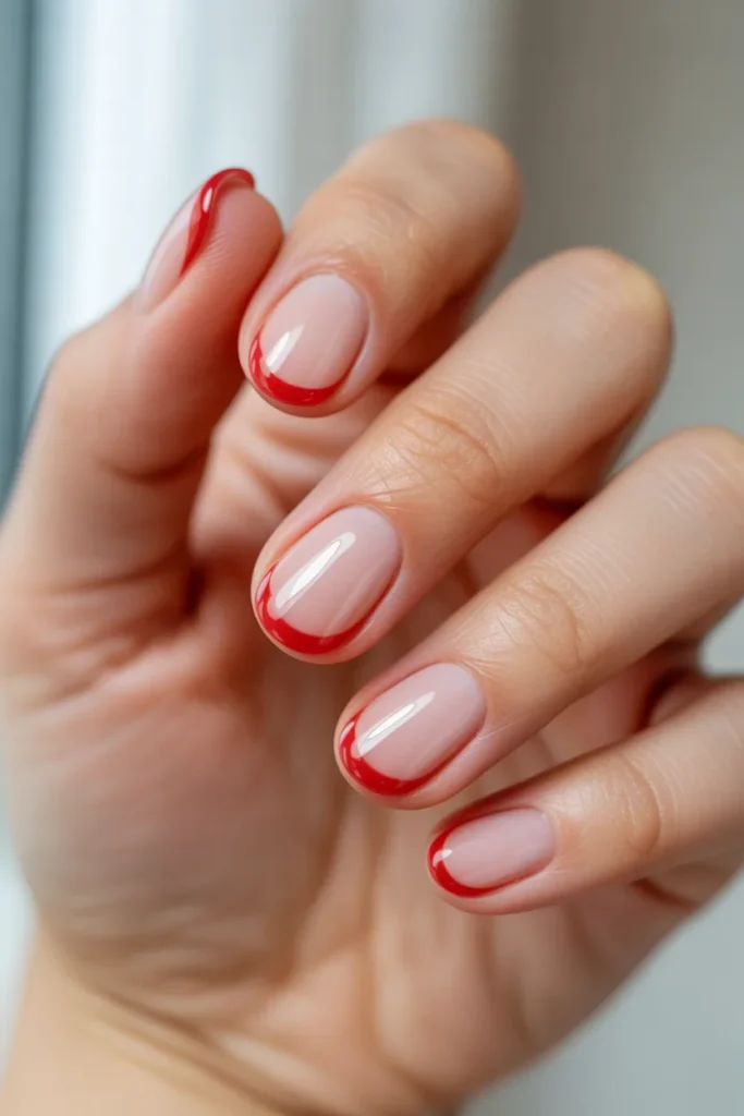 24. Barely There Whisper Red French Tips
