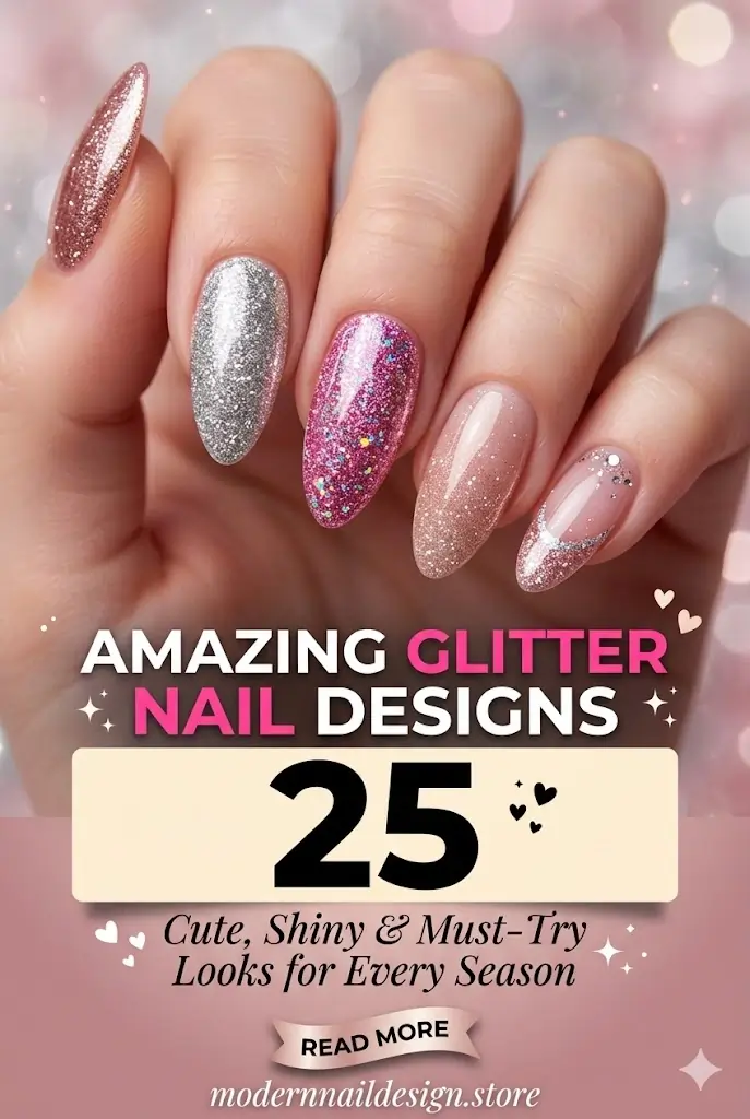 25 Amazing Glitter Nail Designs 💖 Cute Shiny Must Try Looks for Every Season 1