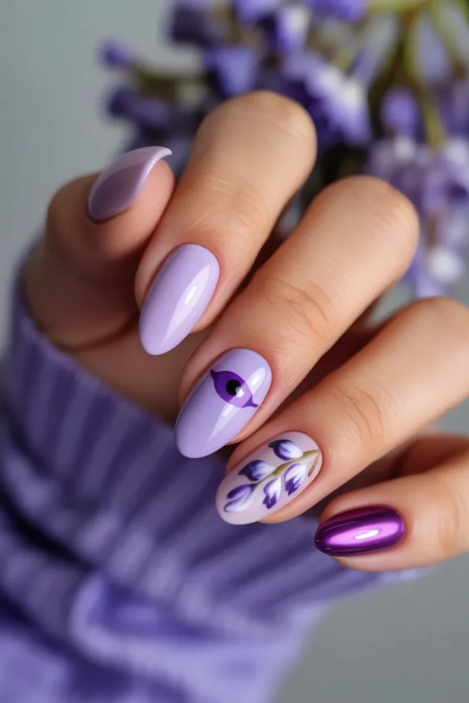 25 Full Purple Spring Nail Set — The Complete Look