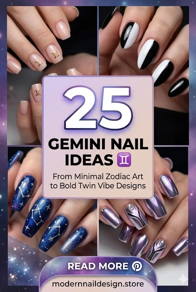 25 Gemini Nail Ideas ♊ From Minimal Zodiac Art to Bold Twin Vibe Designs 1