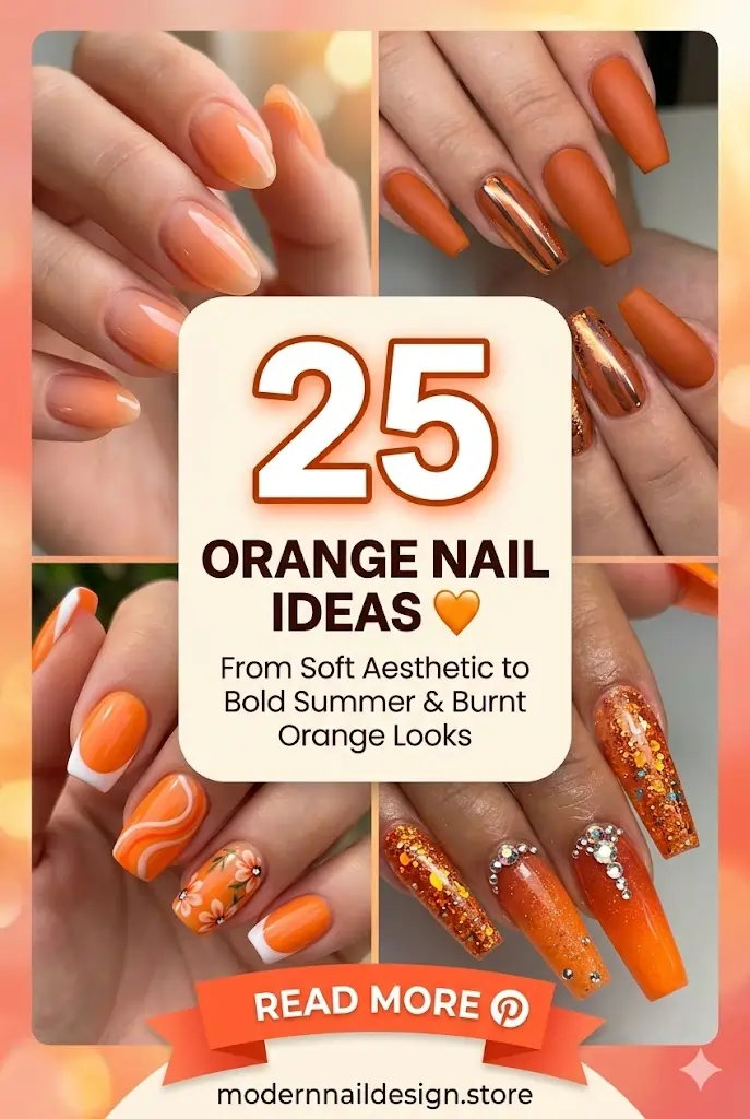 25 Orange Nail Ideas 🧡 From Soft Aesthetic to Bold Summer Burnt Orange Looks 1