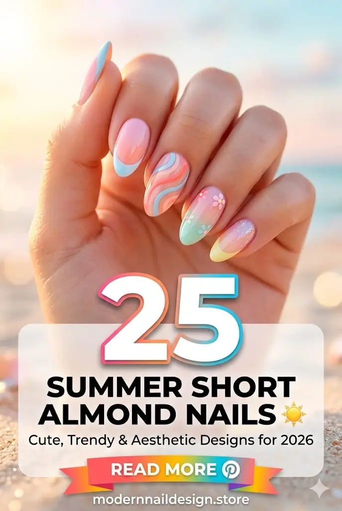 25 Summer Short Almond Nails ☀️ Cute Trendy Aesthetic Designs for 2026 1