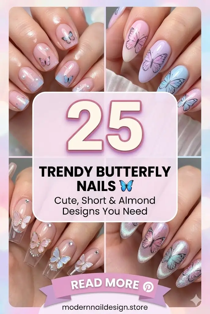 25 Trendy Butterfly Nails🦋Cute Short Almond Designs You Need 1