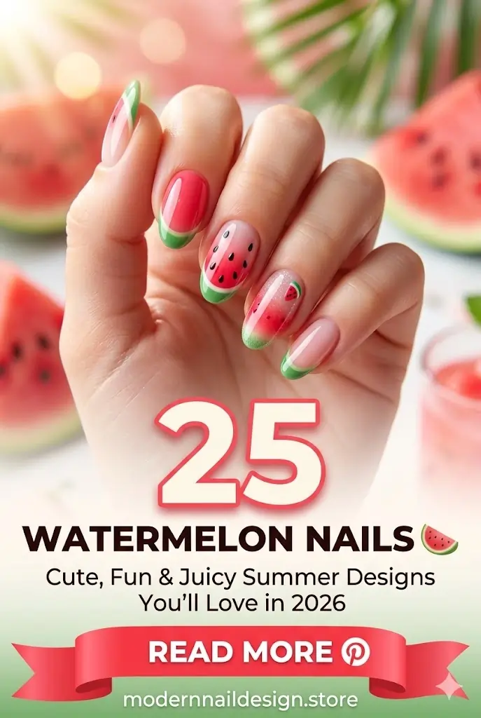 25 Watermelon Nails 🍉 Cute Fun Juicy Summer Designs Youll Love in 2026 1