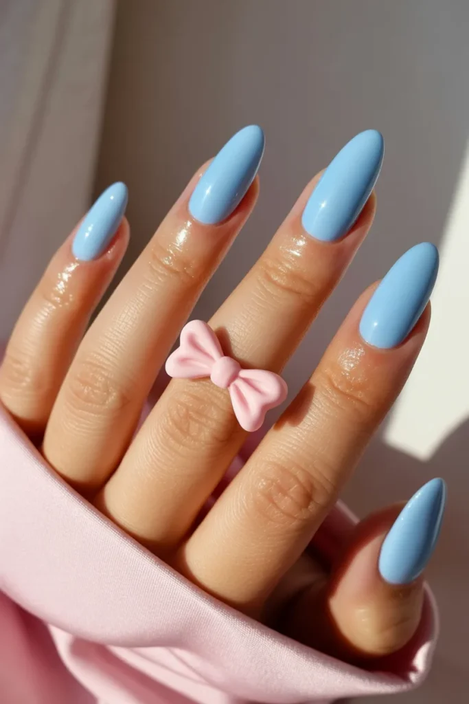 3. Baby Blue With Pink 3D Bow — Coquette Style