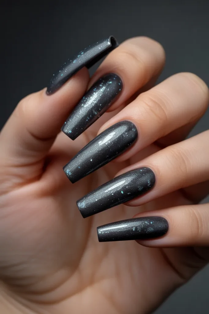 Glitter Nails 4 3. Black Glitter Nails