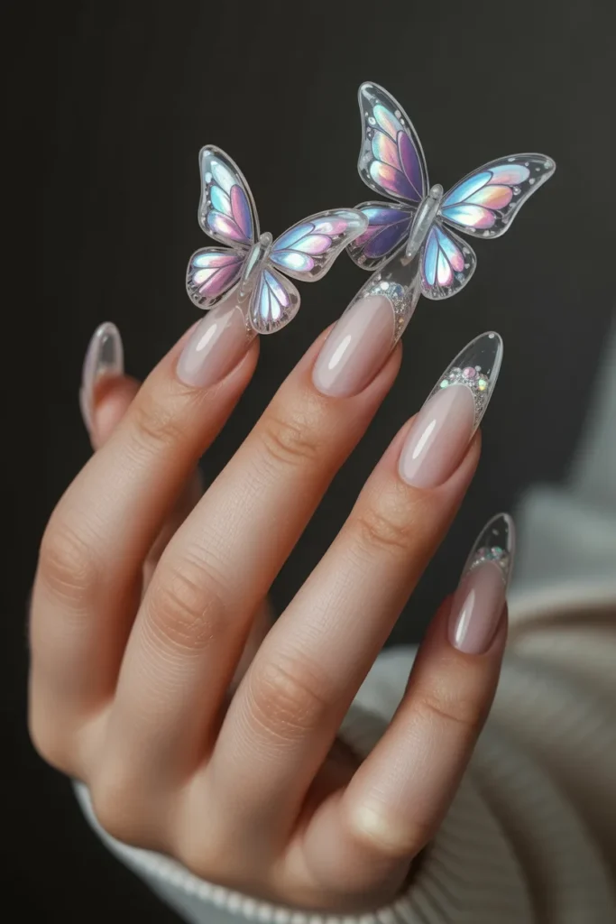 3. Butterfly Acrylic Nails 3D Wings That Actually Lift
