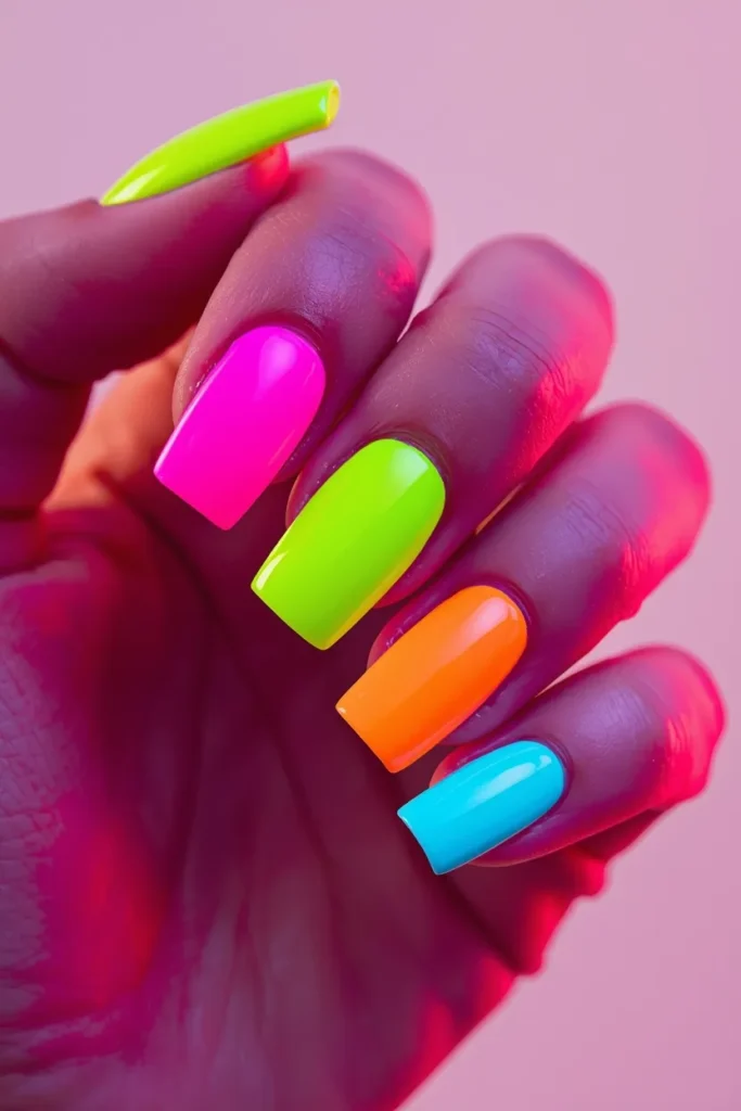 3. Neon Festival Coachella Nails That Command Every Crowd