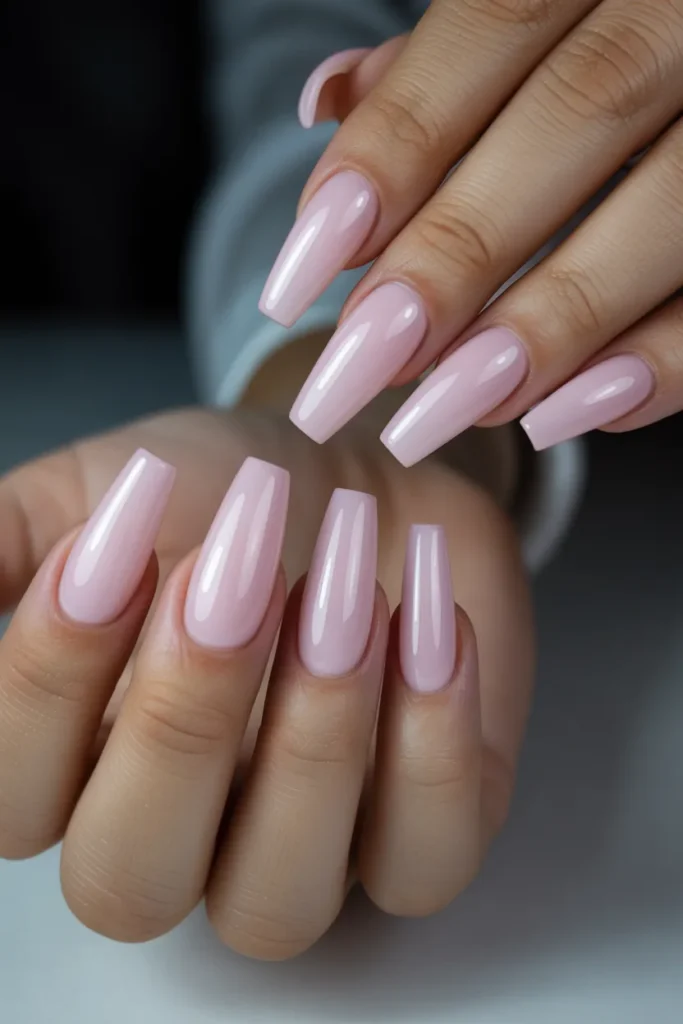 3. Pastel Pink Coffin Nails — Bold Length Soft Color 2