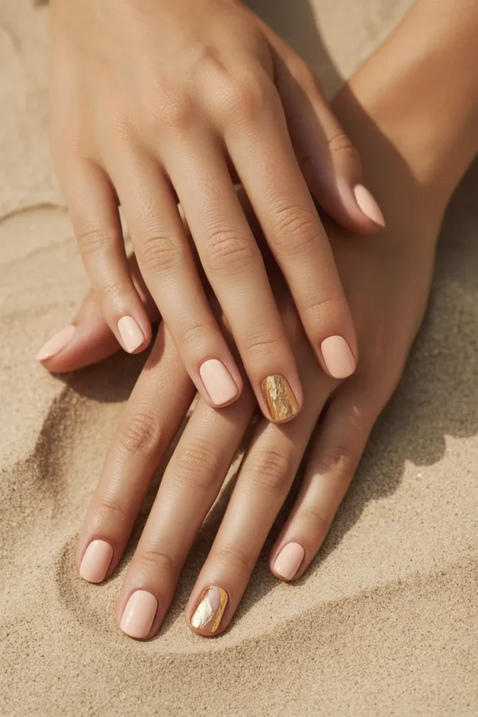 3. Sandy Nude With Gold Foil Accents