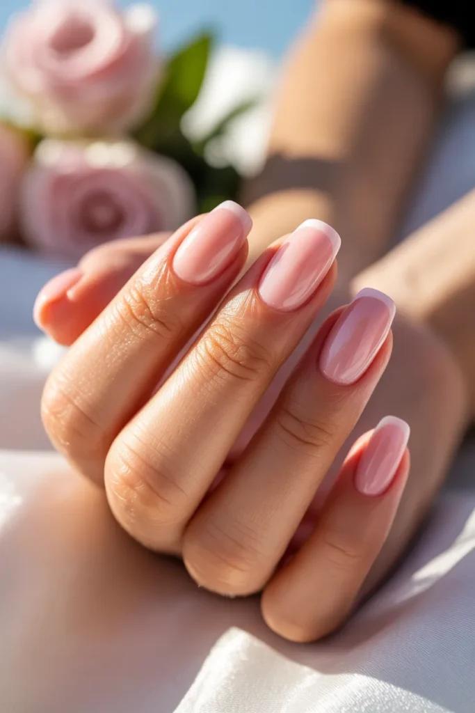 Short Acrylic Nails 4 3. Soft Pink Blush