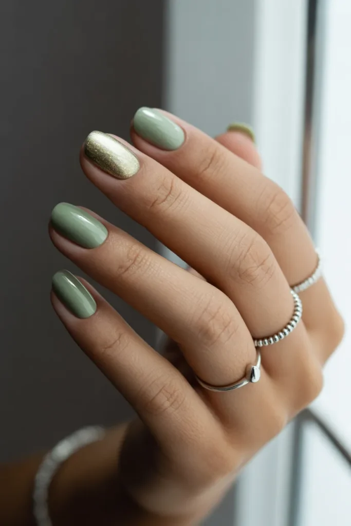 4 — Sage Matte Single Gold Chrome