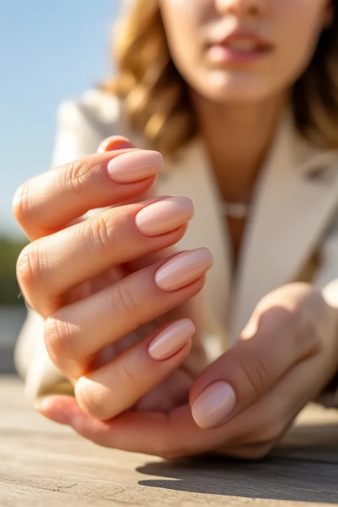 Short Acrylic Nails 5 4. Elegant Beige Neutrals