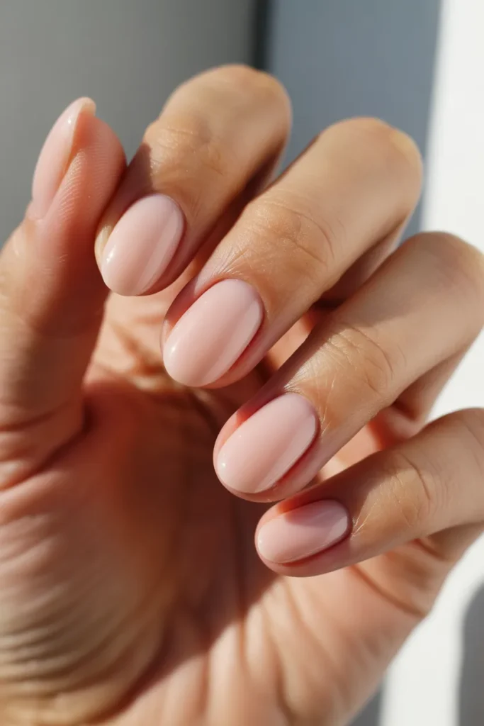 4. Short Oval Nails with Soft Pink Gel — Practical Elegance