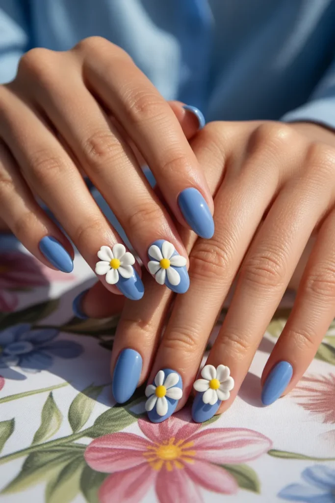 5. 3D Flower Press On Blues