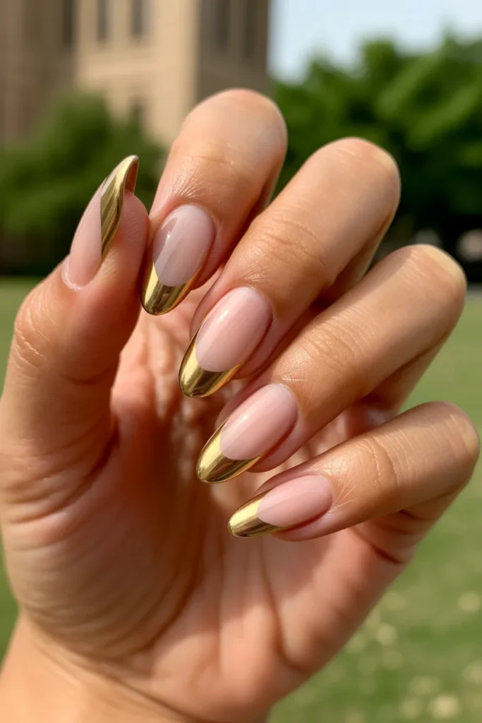 5. Gold French Tips — A Modern Upgrade
