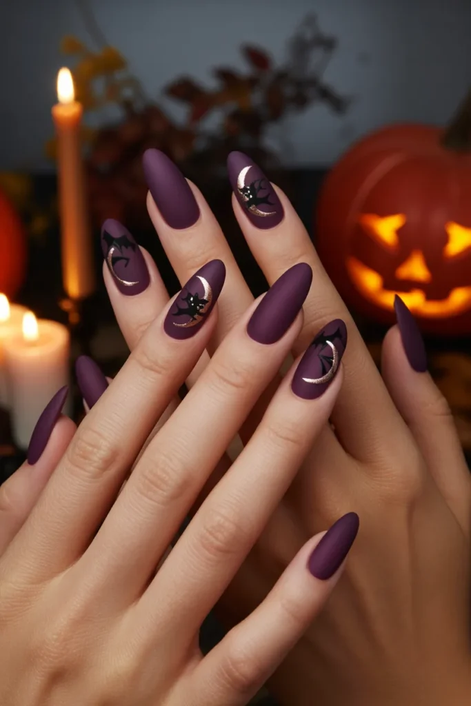 5. Purple and Black Halloween Nails — When the Season Calls