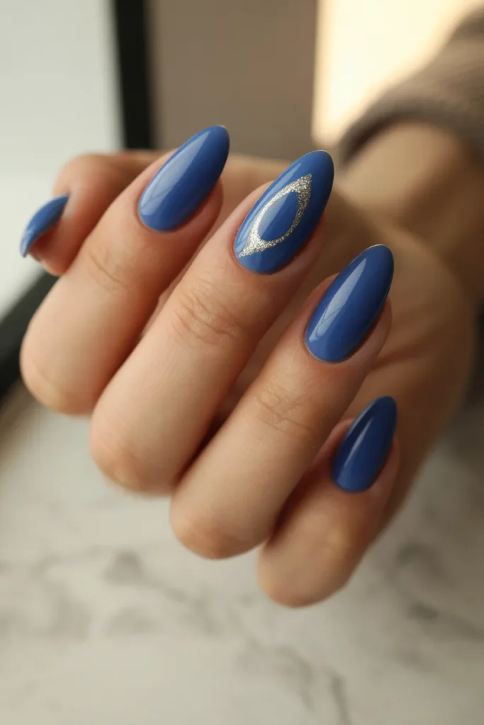 Blue Cat Eye Nails 7 6. Blue Cat Eye Nails Almond Shape — Elegance and Shimmer in Perfect Proportion