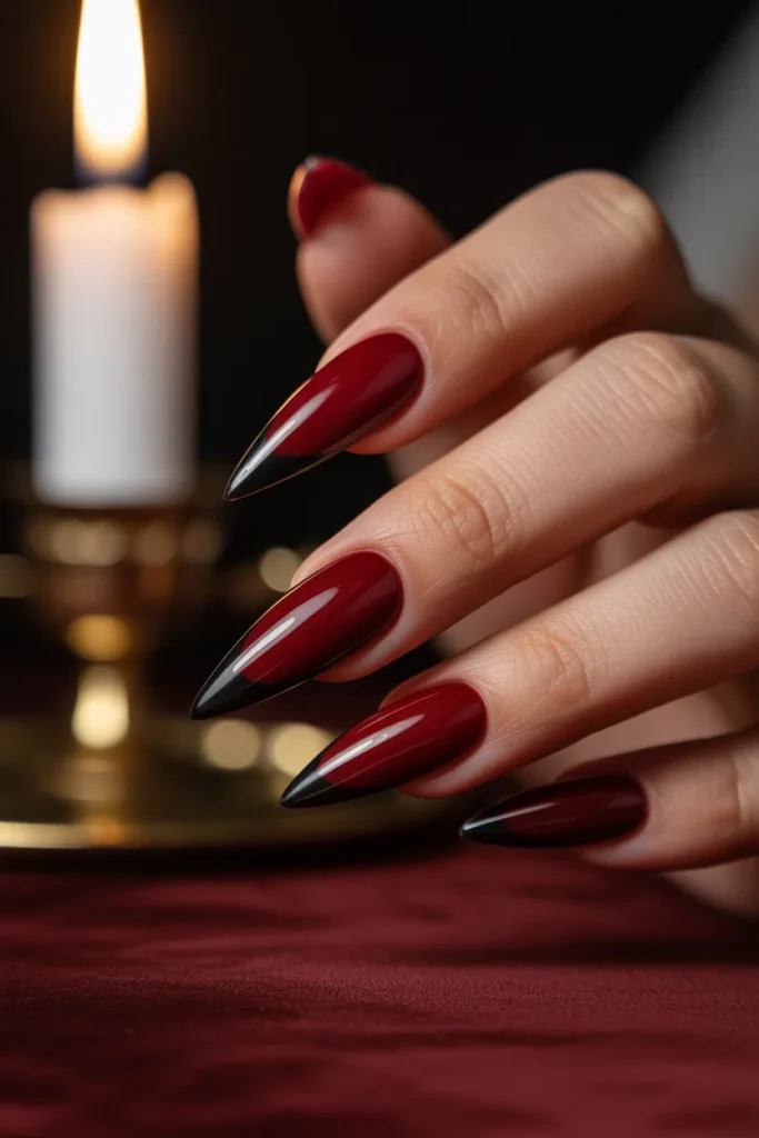 6. Goth Red Nails — Vampire Stiletto Style