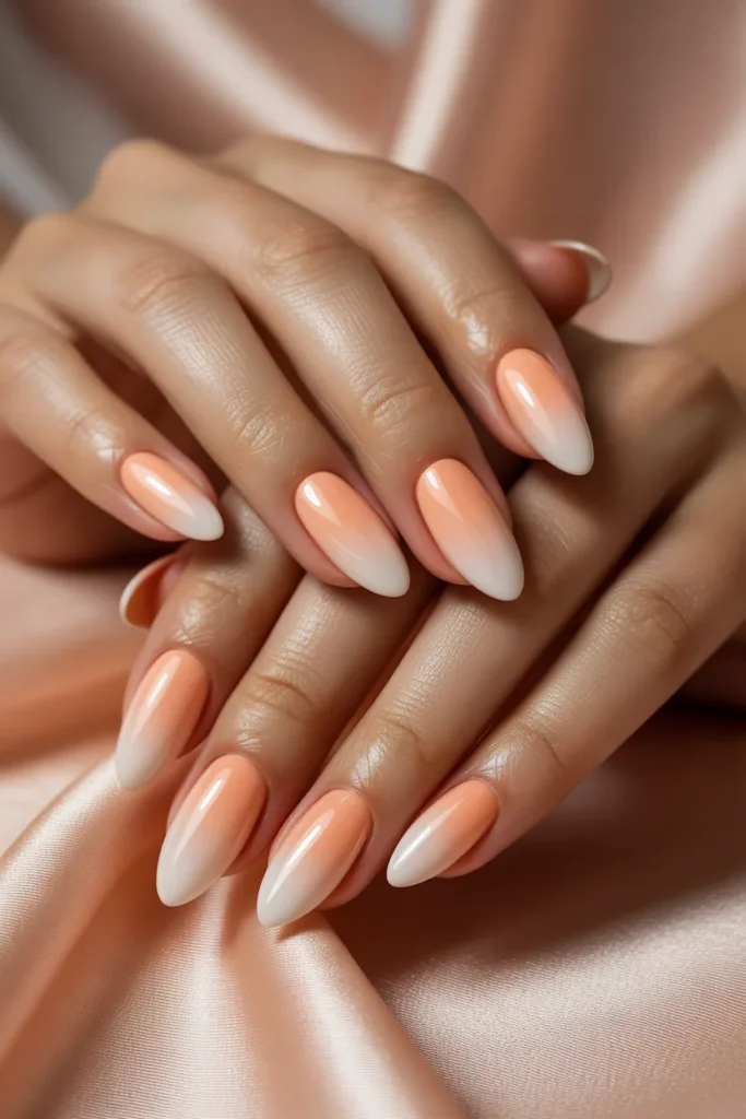 6. Peach Ombre Summer Gel Nails — Soft and Wearable