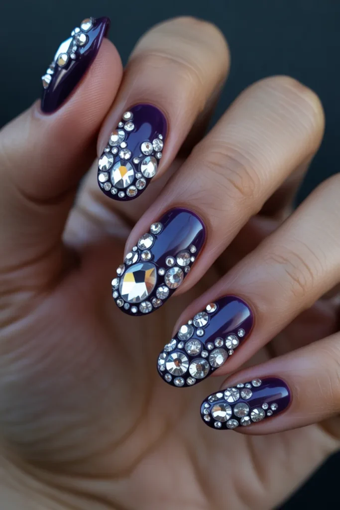 6. Rhinestone and Gemstone Coachella Nails for Maximum Festival Glamour