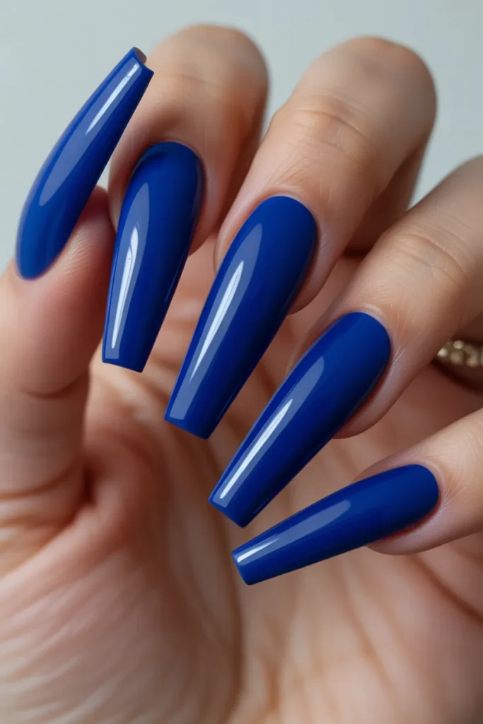 6. Sapphire Chrome on Coffin Nails