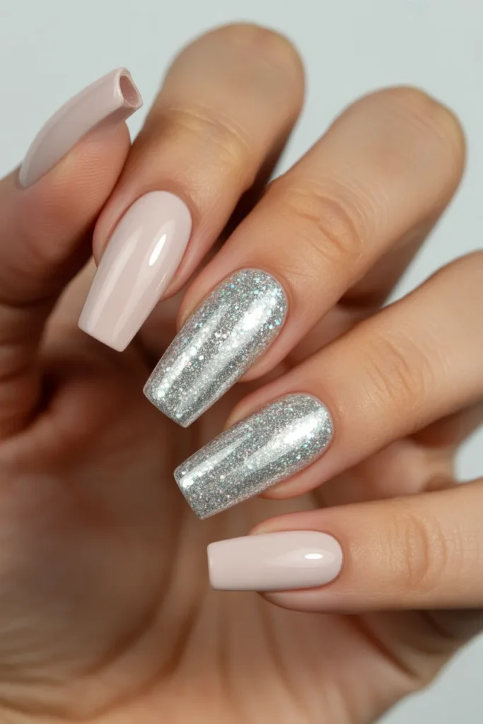 Glitter Nails 7 6. Silver Glitter Nails