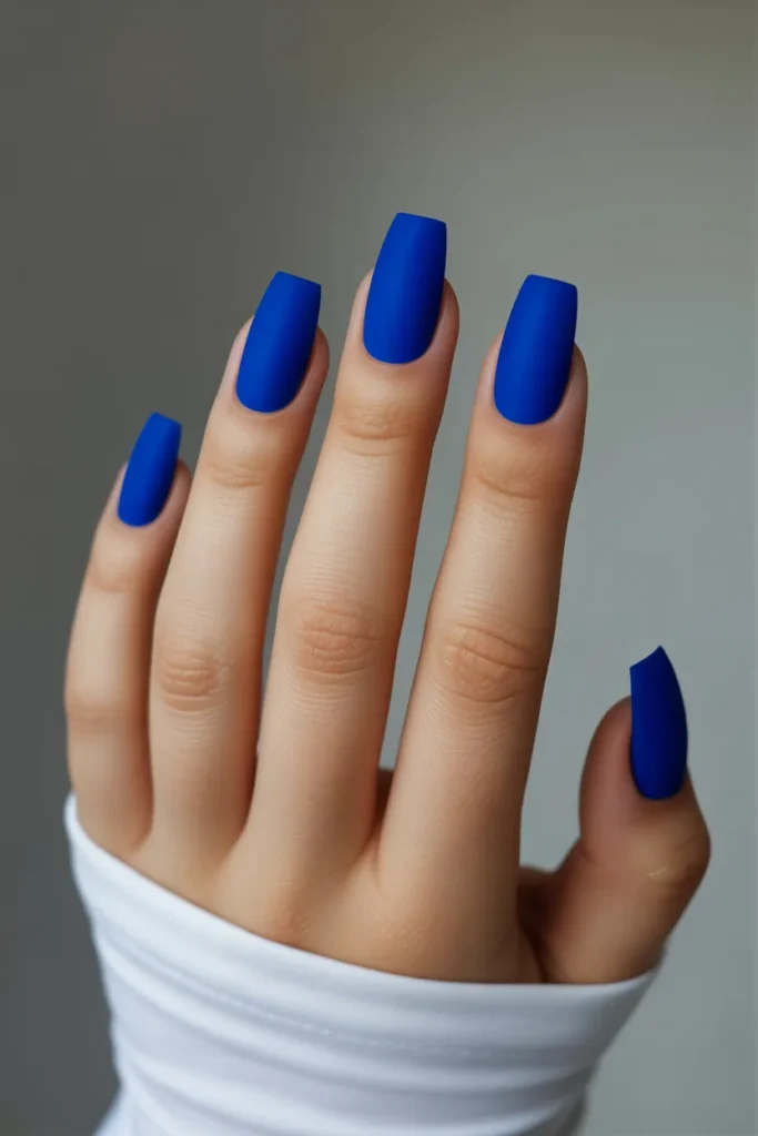 7. Matte Royal Blue Nails