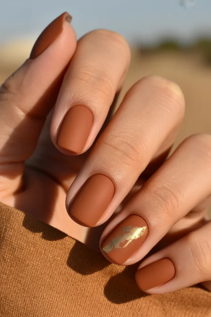 7. Terracotta Brown Coachella Nails That Feel Like the Desert Itself