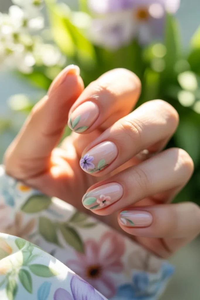 8.Spring Gel X Nails — Fresh Florals Pastels