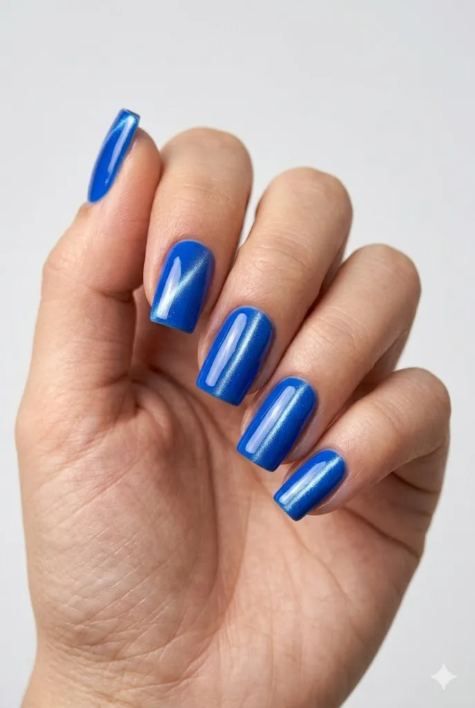 Blue Cat Eye Nails 10 9. Blue Cat Eye Nails Square Shape — Bold Graphic and Completely Current