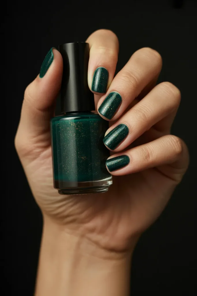9. Emerald Green Glitter Nail Polish