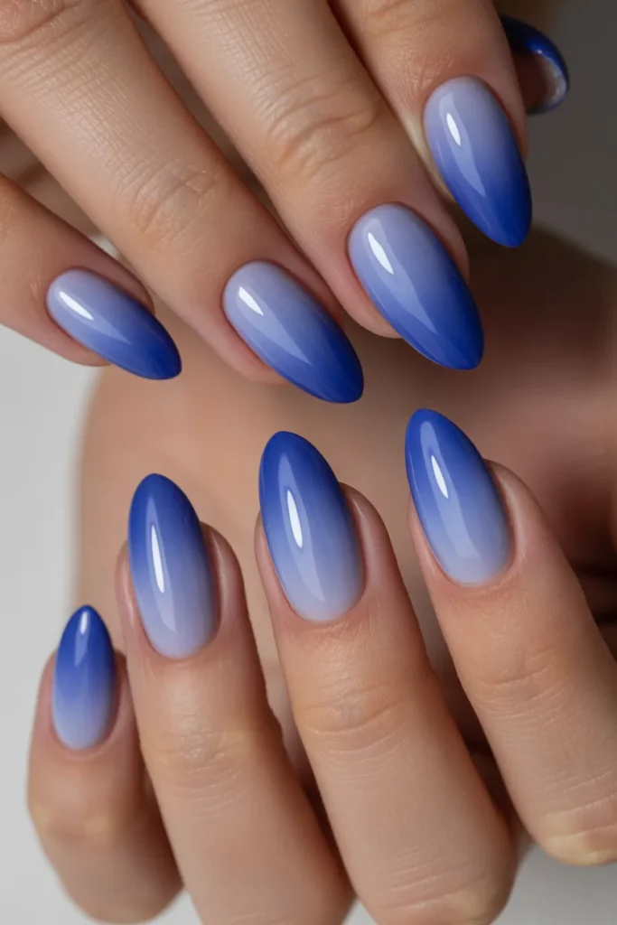 9. Royal Blue Ombre Gradient Nails