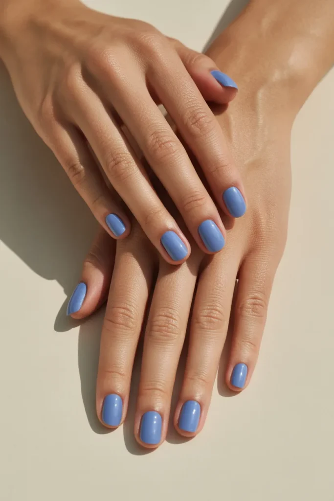 9. Simple Blueberry Nails — Clean Glossy Effortlessly Cute