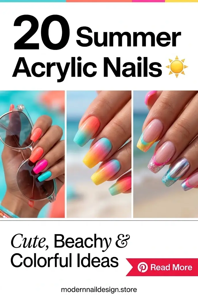 Summer Acrylic Nails Youll Love ☀️ 20 Cute Beachy Colorful Ideas 1
