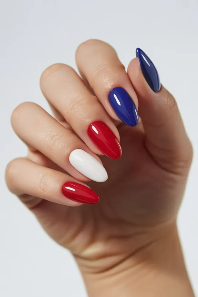 1. Classic Red White Blue Almond Gel Set