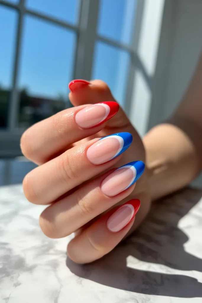 4th of July French Tip Nails 2 1. Classic Red White and Blue French Tips