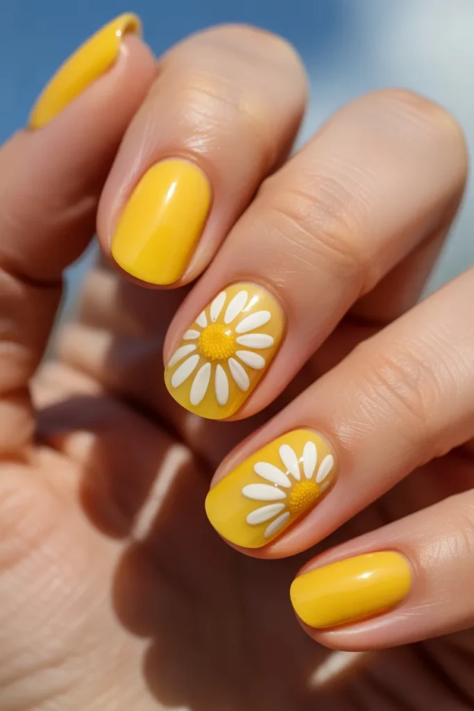 1. Classic White Daisy on Yellow Base — The Iconic Combination
