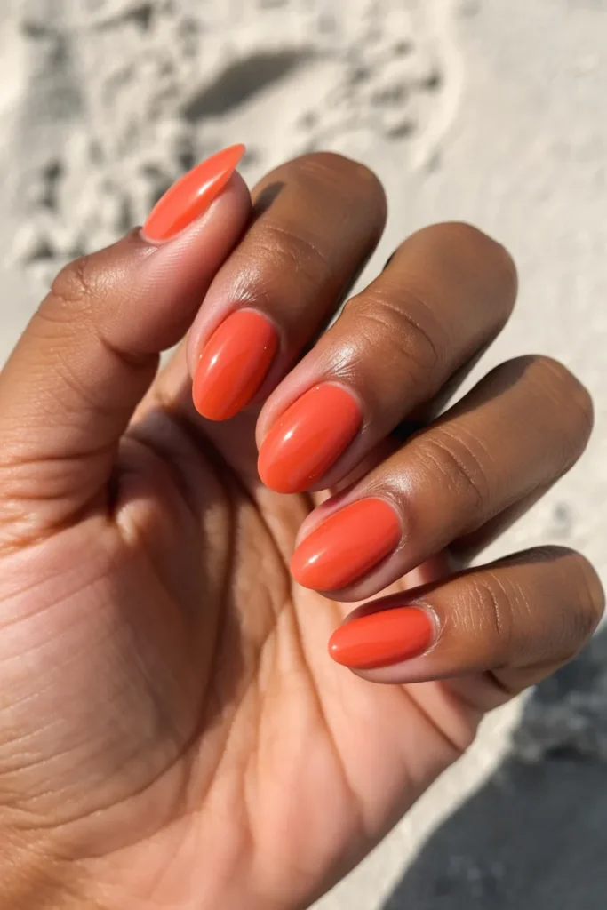 1. Coral Crush — Short Almond Full Summer
