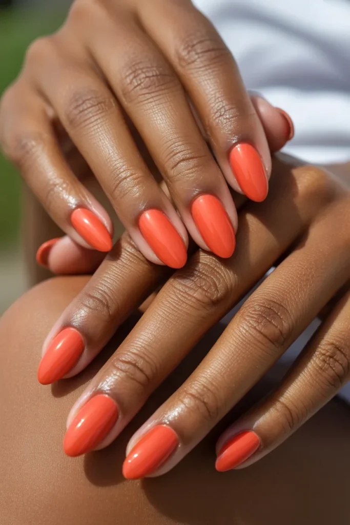 1. Coral Solid Almond — The Essential Summer Start
