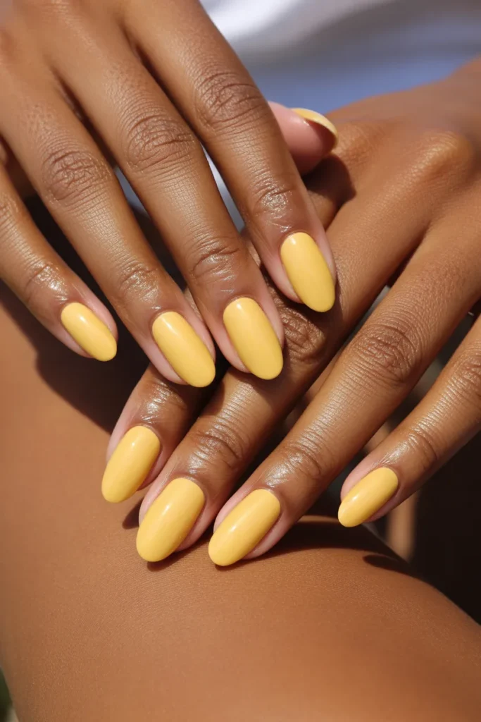 1. Solid Butter Yellow — Short Almond Full Cream