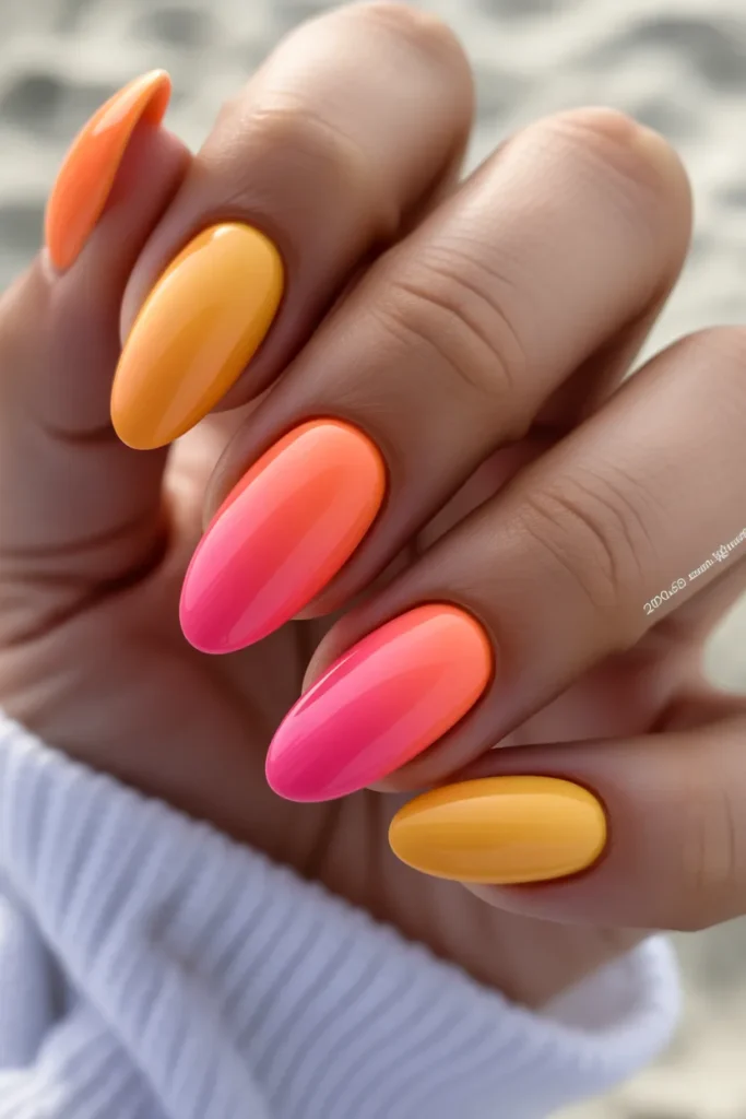 Summer Vacation Nails 2 1. Sunset Ombre — The Signature Summer Beach Vacation Look
